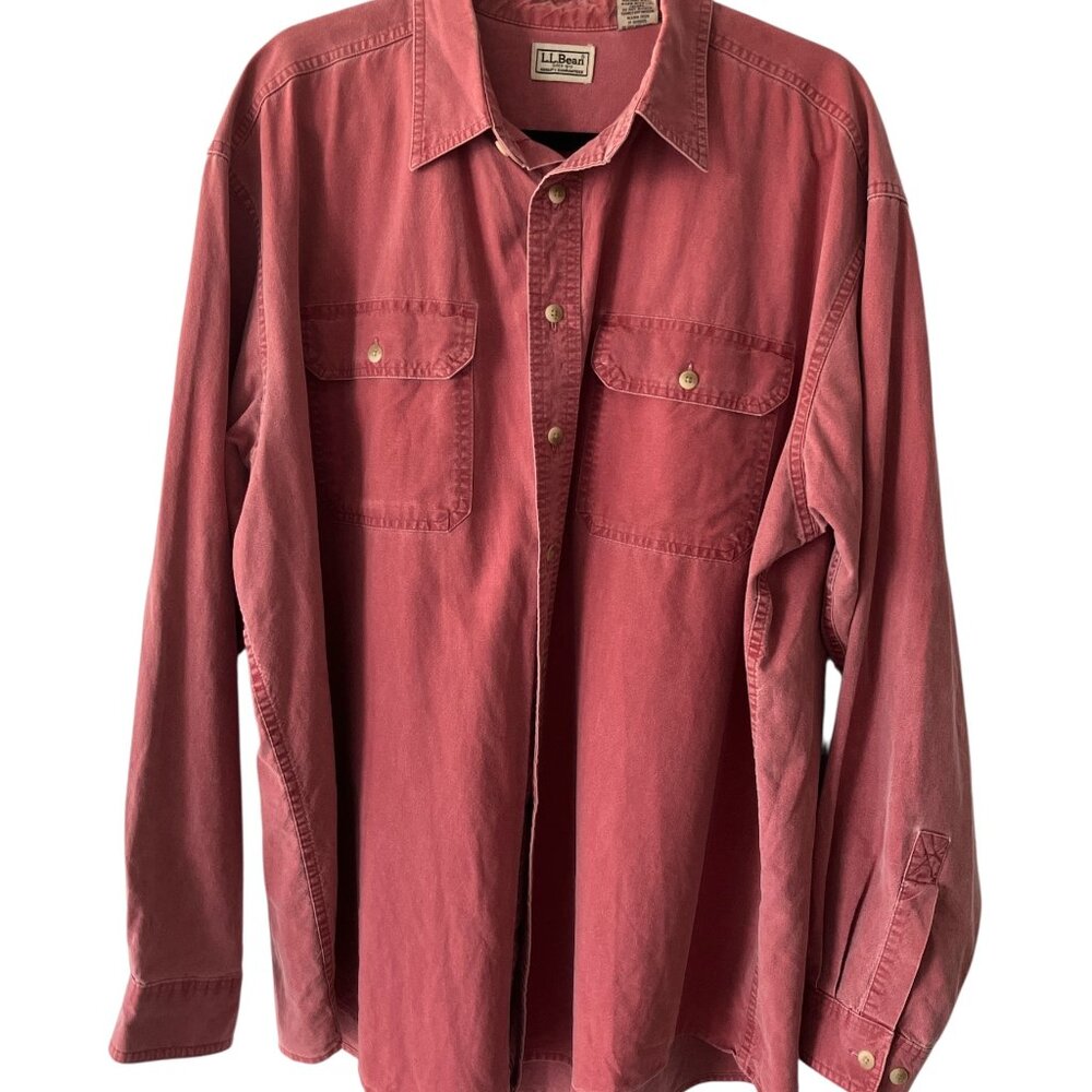 L.L. Bean Maroon Long Sleeve Button Down XL Shirt